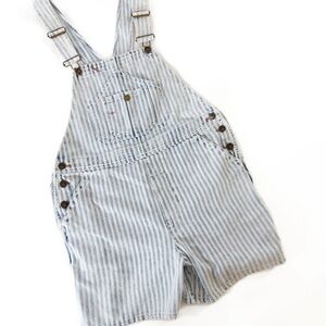 Faherty Shortalls Overall Shorts Womens Medium Topsail Raileoad Stripe Blue